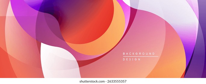 Abstract vibrant layers overlap. Soft gradients create flowing shapes, warm cool tones blend seamlessly. Modern design element.