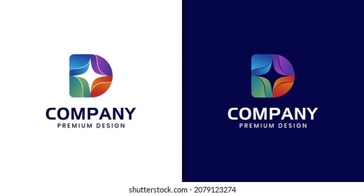abstract vibrant letter D shine identity logo design vector template