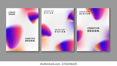 El Abstractas conjunto de Formas de gradiente líquido vibrante muestra coloridos Elementos orgánicos borrosos sobre un fondo blanco que ofrecen una estética fresca adecuada para proyectos de diseño creativo contemporáneo, marcas o Materiales promocionales que necesitan un toque visual moderno.