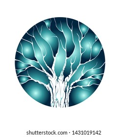 abstract vibrant  logo design with the shiny leaves in a circular style