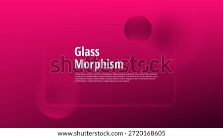 Abstract vibrant magenta background featuring modern glass morphism design element with subtle translucent sphere accents for digital interfaces