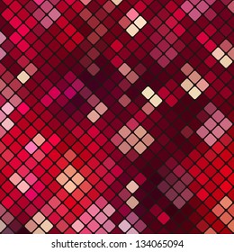 Abstract vibrant mosaic made of square colorful elements on dark background