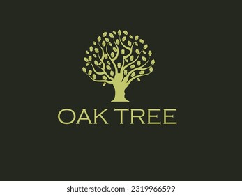 Abstract vibrant oaks tree logo design, nut and leaf vector - Tree of life logo design inspiration