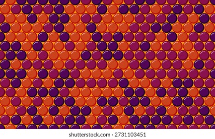 Abstrato padrão de círculo vibrante laranja e roxo.  Perfeito para fundos, têxteis ou desenhos divertidos.  Essa textura geométrica dinâmica evoca energia e interesse visual.