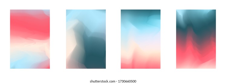 Abstract vibrant pink and blue gradient colors backgrounds for fashion flyer, brochure design. Set of soft, bright vertical vivid wallpaper for mobile apps, ui design, banner, poster