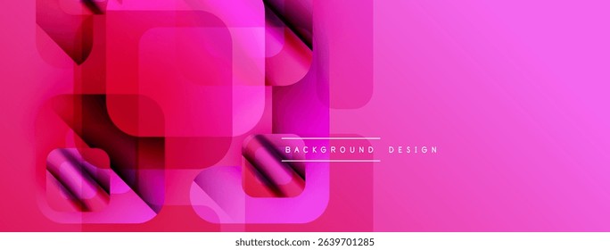 Abstract vibrant pink design. Overlapping rounded squares create modern visual effect. Minimalist style, suitable for backgrounds.
