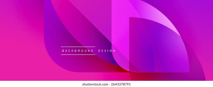 Abstract vibrant pink purple gradient. Overlapping shapes create dynamic visual effect. Minimalist text reads background design. Modern aesthetic.