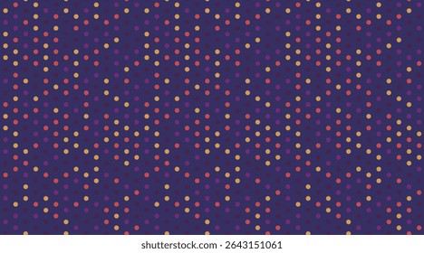 Abstract vibrant polka dot pattern.  Subtle chevron design in warm, jewel tones on a deep blue background. Perfect for textiles, website backgrounds, or any project needing a touch of modern elegance.