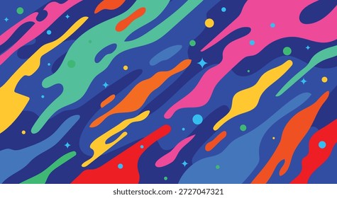 Abstrakter, lebendiger Pop-Art-Hintergrund mit flüssigen, flüssigen Formen und hellen Farben