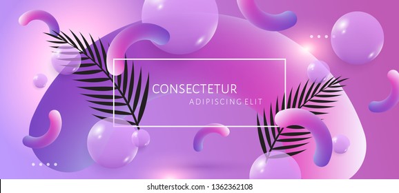 Abstract vibrant purple background with 3d soft liquid fluid shapes. Vector template for placards, banners, flyers and presentations. EPS 10 illustration.