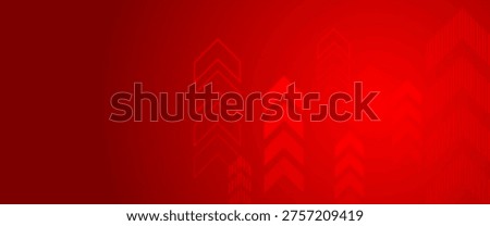 Abstract vibrant red gradient background featuring multiple stylized chevron upward arrows of varying sizes and opacity for dynamic growth and progress concepts