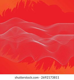 Fundo abstrato, vermelho vibrante e laranja com um padrão detalhado, texturizado de onda-como em branco, sugerindo movimento e energia.