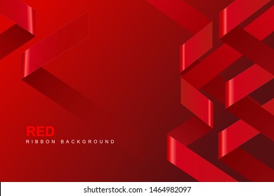 Abstract vibrant red ribbons background