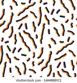 Abstraktes, lebendiges, nahtloses Muster von bunten, gewellten Streifen. Wiederholtes Design der Vektorillustration
