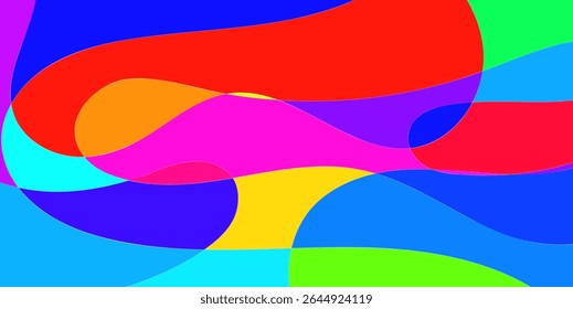 Abstrai formas vibrantes em uma mistura de cores brilhantes