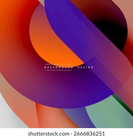 Abstract vibrant shapes overlap. Gradient colors blend, creating dynamic visual effect. Modern design suitable for backgrounds.