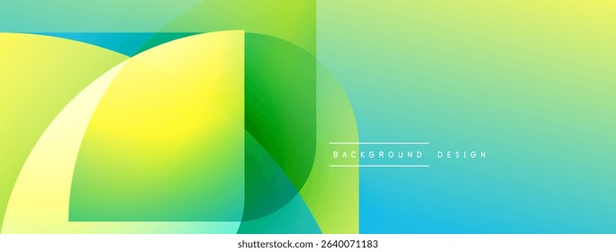 Abstract vibrant shapes overlap. Green, yellow, blue gradients create modern design. Minimalist aesthetic, clean composition.