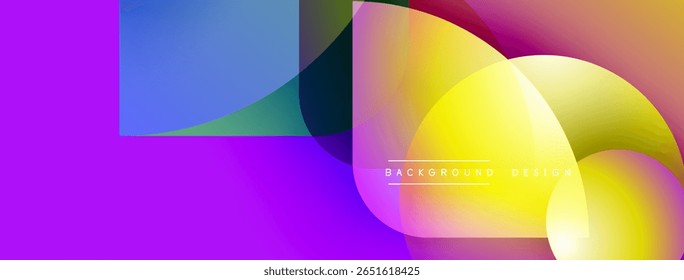 Abstract vibrant shapes overlap. Purple, blue, yellow hues dominate design. Modern aesthetic, gradient colors create dynamic visual impact.