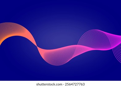 abstract Vibrant sound Waves on blue background. design element for music, technology .