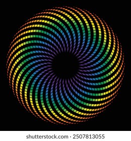 The abstract vibrant spiral of Pride color geometric patterns.