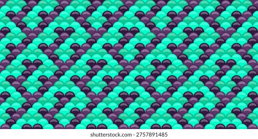 Abstract vibrant teal and purple scale pattern.  Perfect for textile designs, website backgrounds, or any project needing a mermaidinspired, geometric texture.