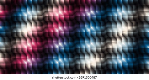 Fondo Abstractas, vibrante y texturizado con un patrón borroso y ondulado de cuadrados coloridos en tonos de azul, rosa y blanco.