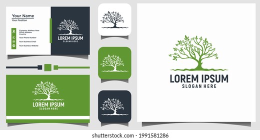 Abstract vibrant tree branding business card template logo design vector