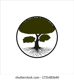 Resumen del logo de un árbol vibrante con círculo alrededor de él