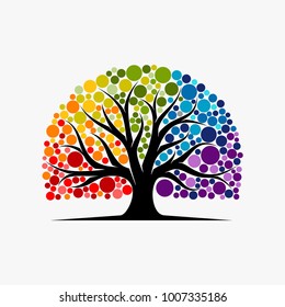 Abstract vibrant tree logo design, root vector