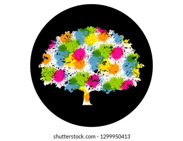 Abstract vibrant tree logo design. This is a tree logo, it's good for symbolize of grow, human care, ecological, environment, protection, association, and others. Vector Multi color splash design