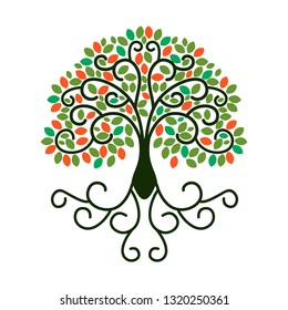 abstract vibrant tree logo design creative symbol of tree