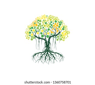 abstract vibrant tree logo design. spirit tree symbol vector with full color.