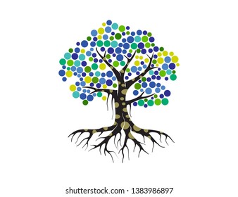 abstract vibrant tree logo design. spirit tree symbol vector