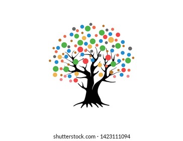 abstract vibrant tree logo design. spirit tree symbol vector