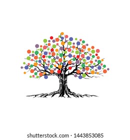 abstract vibrant tree logo design. spirit tree symbol vector