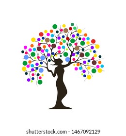 abstract vibrant tree logo design. spirit tree symbol vector