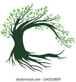 Abstract vibrant tree logo design, root vector