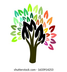 Abstract vibrant tree logo design, root vector