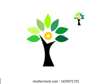 Abstract vibrant tree logo design, root vector - Tree of life logo design inspiration isolated on white background
