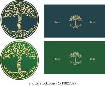 Abstract vibrant tree logo design, root vector - Tree of life logo design inspiration

