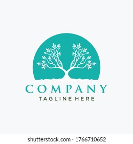 Abstract vibrant tree logo design vector