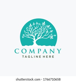 Abstract vibrant tree logo design vector