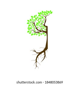 Abstract vibrant tree logo design, root vector