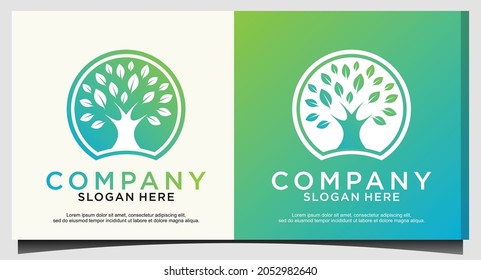Resumen del diseño del logotipo del árbol vibrante