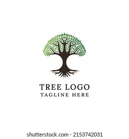 Abstract vibrant tree logo design template vector illustration