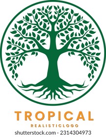 Abstract vibrant tree logo design, root vector - Tree of life logo design inspiration isolated on white background
