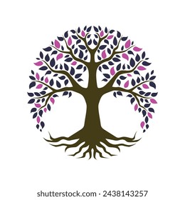 abstract vibrant tree logo design. bubble leaves. spirit tree symbol vector
