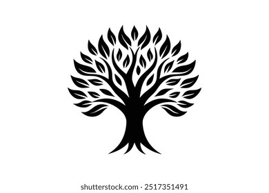 Abstract vibrant tree logo design root creative silhouette simple and minimalist with white background