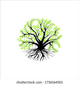 logotipo de árbol vibrante abstracto e ilustración de diseño de raíces