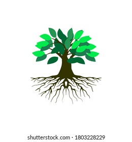 logotipo de árbol vibrante abstracto e ilustración de diseño de raíces